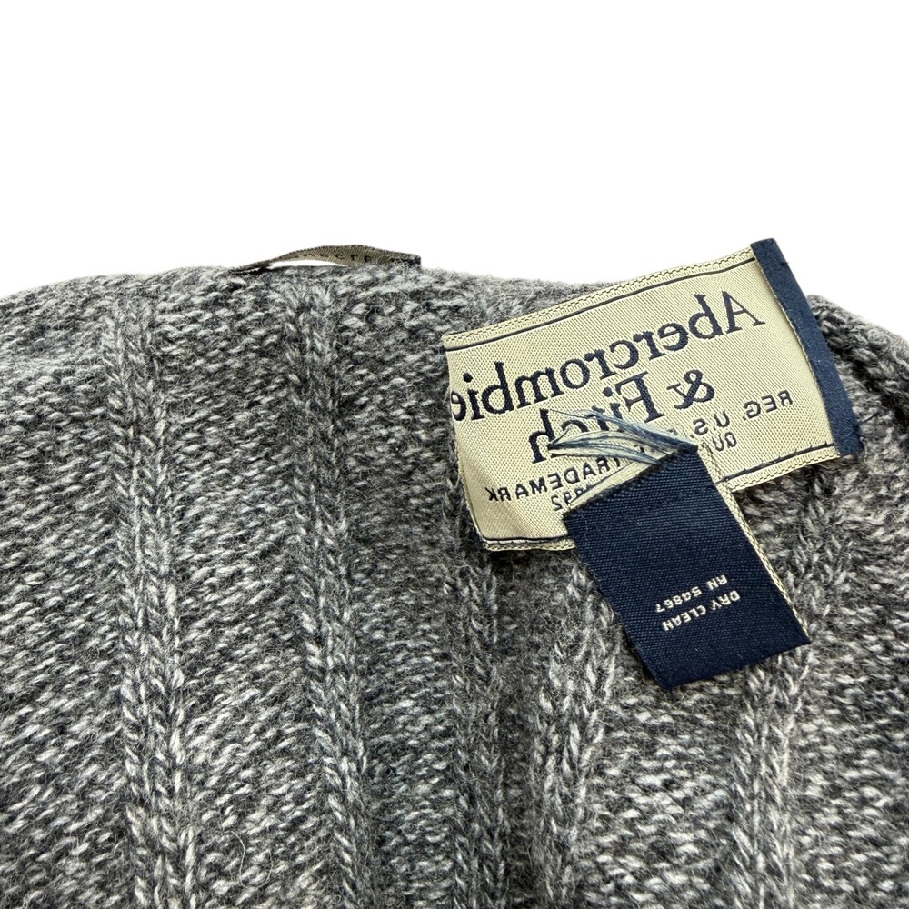 Abercrombie & Fitch Lambswool Ribbed Turtleneck Sweater Men's L Gray Muscle Fit - Picture 10 of 11